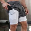 Laufshorts Camo Männer Gym Sport 2 In 1 Schnell Trocknend Workout Training Fitness Jogging Kurze Hosen Sommer ShortsLaufen