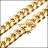 Catene Collane Pendenti Gioielli 8 Mm / 10 Mm / 12 Mm / 14 Mm Acciaio inossidabile 316L Lucido Miami Cuban Link Collana Uomo Punk Curb Chain Butt