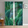 Cortinas Cortinas Hojas Verdes Planta De La Selva Naturaleza Cortinas De Tul Modernas para Sala De Estar Dormitorio Puro Voile Tratamientos De Ventana DecorativosCurt