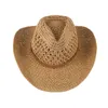 Bérets Chapeaux Panama pour hommes Chapeau de soleil en paille creux fait à la main avec corde coupe-vent Plage d'été Chapeau Fedora à large bord Protection solaire Jazz Top HatB