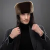 Boinas IANLAN Fashion Mens Import Full-pelt Otter Fur Bomber Hats Solid Estilo Russo Inverno à Prova de Vento Lutra Earmuffs IL00246