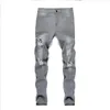 Men's Jeans 2022 Streetwear Men Color Thin Destroyed Ripped Broken Punk Pants Homme Hip Hop Grey Style Fit Type