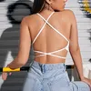 Women's Tanks & Camis Backless Sexy White Black Camisoles Women Halter Cami Top Summer Lace Up Sleeveless Crop Tops All-MatchWomen's