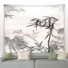 Tapestry 3D Chinese Ink Bamboo Tapestry Birds Red Flowers Mountain Water Natura