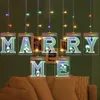 Party Dekoration Diy Warm White LED Letter Light Sign Marry Me Grattis på födelsedagen Decor Wedding Accessories