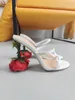 2022 Spring/Summer Rose Heel Collection Muller tofflor i svartvitt med eleganta klackar 10 cm