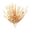 Plastikowe dekoracyjne emulacje kwiaty 5 widelca eukaliptus sztuczny złoty eukaliptus widelca