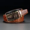 Bälten Mens Business Style Belt Classic Leather Girdle Casual Crocodile Mönster av hög kvalitet Midjan med automatiska spännebältesbälten