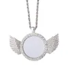 Collana di sublimazione UPS Blank Angel Party Favor Wings Heat Transfer Metal Pendant Collana con diamanti