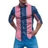 Męskie koszule męskie menu mody bluzki guziki w dół koszula w paski kolorowe kolorowe blok