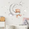 Bear Moon Clouds Stars Wall Stickers Bedroom For Baby Kids Room Background Home Decoration Living Room Wallpaper Nursery Sticker 220727