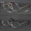 Nuevo Metal Sin montura Lujo Corte de diamante Gafas Marcos de lectura Mujeres Anteojos Gafas cuadradas grandes con caja 18K Oro Moda Óptica Marco miope masculino y femenino Caliente