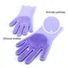 Gants de nettoyage pour lave-vaisselle en silicone multifonction épaissi brosse Gel de silice brosse à laver la vaisselle gant isolation thermique sans huile travaux ménagers lave-vaisselle ZL0831