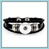 Charm Armbänder Schmuck Mode 4 Stile Snaps Schwarzes PU-Leder 18mm Snap Button Armband für Frauen Drop Lieferung 2021 6H8TK