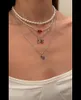 Pendanthalsband 5st/Set Pearl Rice Diamond Bead Fruit Halsband för kvinnor Girls Fashion Jewets Gifts Simple In StylePendant