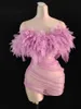 Сценическая одежда смотрит через женщины сексуальное платье кружевное дизайн облака, шоу Performance Vegas Girls Contemporary Dance Jazz Cha Latin Whareate
