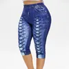 Jeggingi na krótkie legginsy kobiet 4 3 Perfect Fit Faux Dżinsy Le Lets Breenics Stretch High Tase Capris Pants 220725