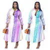 Plus Size Dresses Women Clothing Office Elegant Midi Dress Striped Ladies Long Sleeve Shirt Drop Wholesale