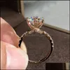 18K Rose Gold Jewelry White Nturl Zircon Ring for Women Round Se Nillos de Bizuteri Gemstone 18 K Dimond Rings Drop Delivery 2021 1180015