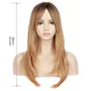 60cm New Women's Long mixte Brown Middle Part Ombre Wavy Cosplay Hair Full Wig