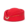 مضيفة جديدة Beret Hat Party Cosplay Cap Wool Felt Felt Air Hostesses Berets Hat Perfor