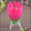 Świece Dekor Domowe Lotus Lotus Flower Candle Singlelayer Music Birthday Party Cake Sparkle Drop dostawa 2021 Dagtn