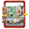 Sembo MOC med Light Hong Kong Stalls Retro Food Store Street View House Model Building Blocks barnleksaker för barn pojkar gåva R230908