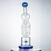 Tubi per acqua spessi da 5 mm, bong Big Recycler da 12 pollici, bong a matrice, impianti di perforazione ad alta Dab con ciotola femmina da 14 mm, tubi per fumatori verde blu