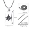 Hänge halsband Mens Masonic Mason Symbol Compass Dog Tag Halsband för manlig vintage mode rostfritt stål Colares smycken