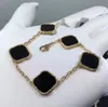 2022 Luxury Design Leaf Charm Bracelets 18K Gold Plated Women Titanium Steel Flower Bracelet Fashion Bangles Girls Birthday Christmas Xmas Gifts Jewelry
