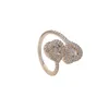 小さなバンド調整指ハートリングフルキュービックジルコン舗装された新しいスタイルの女性レディ結婚指輪ジュエリーメッキゴールドシルバーローズカラー