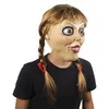Halloween Annabelle Cosplay Annabel Doll Scary Movie Volwassen Volledig hoofd Latex Wigs Tails Party Mask 220622