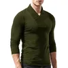 Camisetas masculinas outono masculino e inverno vos pescoço de cor sólida tops confortáveis ​​de mangas compridas Blousemen de baixo para baixo