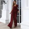 Missord Summer Dress Fashion Women Sequins Party Sexy One Shoulder Ruffles Evening Maxi Side Split Backless Long Blue Dress 220510