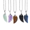 Natural Crystal Stone Pendant Halsband Vingar av Änglar Mäns och Kvinnors Aura Smycken Obsidian Halsband Pendants STXL010