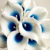 30PCSカラム人工カラリリーブルーパープルハートウェディングブライダルブーケ装飾花273Rのための偽の花