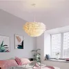 Hanglampen veer kroonluchter slaapkamer hangende lamp eenvoudige moderne ins 50 cm 60 cm wit roze meisje kamer decoratiependant