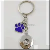 Nyckelringar Smycken Emalj Hund Katt Tassutskrifter 18 Mm Snap Button Nyckelring Charm Kedja För Nycklar Bil Ring Souvenir Par Handväska A30 Drop Leverera