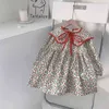 Girls Fashion Princess Dresses 2021 New Baby Girl Autumn Korean Style Floral Print Bow Dress Toddler Girls Children Costumes G220518