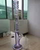 14 inch Light Purple Glass Bong Hookahs with Bowls Water Recycler Double Perc Female 14mm Smoking Pipes