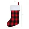 Kerstkousen Xmas Gifts Candy Bags Red Black Plaid Socks Ornament Happy New Year Home Decorations