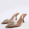 2022 Summer Cute Rhinestone Pointed Sandals Women Transparent High Heels Slippers Woman Elegant Sandals Shiny Sexy Pumps G220527