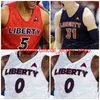 Universidad NCAA Liberty Fmes Baloncesto Jersey 20 Keegan McDowell 25 Josh Price 31 Scottie James 32 Bke Preston 55 Brendan Newton Custom St