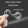 Manlig kvinnlig gemensam 30 mm Big Ball Glass Oil Burner Pipe Transparent Clear Tobacco Bent Oil Bowl Adapter för vattenpipa Shisha -tillbehör