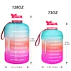 QuiFit 378L 22L 13L 128oz Gallon Water Bottle with Straw Motivational Time Marker GYM Drinking Jug BPA Free Sports Outdoor 220531