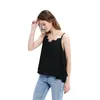 Damen Tanks Camis 2022 Sommer Sexy Damen Tank Tops Damen Schwarz V-Ausschnitt Lose Weste Chiffon Mode Kurze Spitze Größe S-XXL