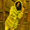 Casacos de pele falsa reais para mulheres, 75cm de comprimento, natural, de alta qualidade, casaco de vison genuíno, roupa externa feminina de luxo