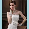 Moda pizzo ricamo guanti donne sposa partito senza dita strass raso signore gioielli goccia consegna 2021 cinque dita guanti guanti cappelli