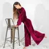 Hiloc Velor Nightwear Women Top Top Set Woman 2 Piece High Plare Bants подходит для свободных зимних пижамных наборов 2022 L220803