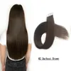 Natuurlijke Kleur Tape In Human Hair Extensions Indian Braziliaanse Virgin Remy PU Huid Inslag Haarverlenging Blonde 100g Dubbele kanten Lijm